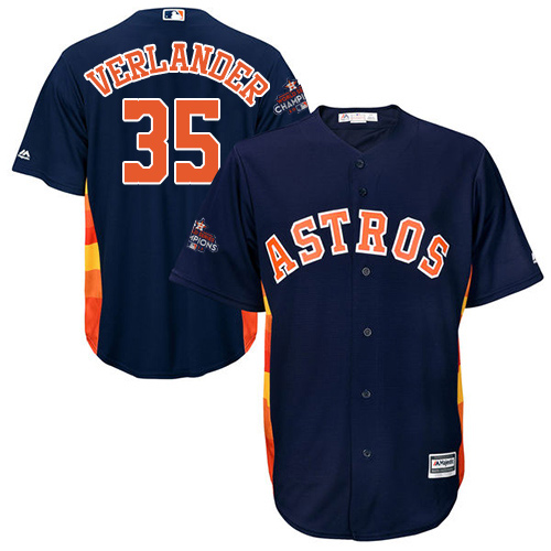 Astros #35 Justin Verlander Navy Blue Cool Base World Series Champions Stitched Youth MLB Jersey - Click Image to Close